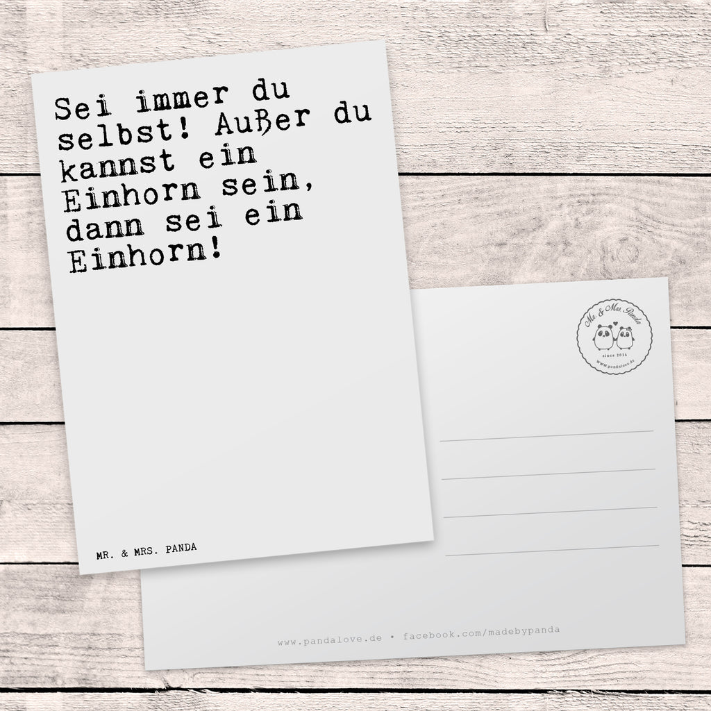 Postkarte Sprüche und Zitate Sei immer du selbst! Außer du kannst ein Einhorn sein, dann sei ein Einhorn! Geschenkkarte, Grußkarte, Karte, Einladung, Ansichtskarte, Geburtstagskarte, Einladungskarte, Dankeskarte, Spruch, Sprüche, lustig, Weisheiten, Zitate, Spruch Sprüche Weisheiten Zitate Lustig Weisheit Worte