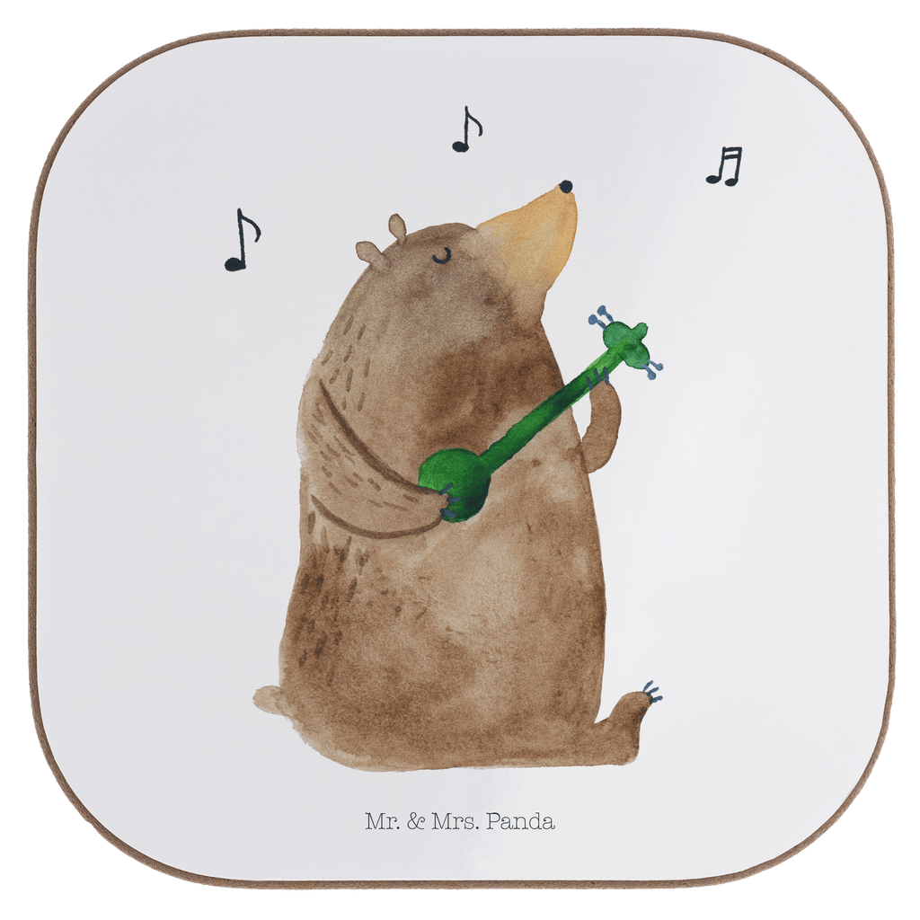 Quadratische Untersetzer Bär Lied Bierdeckel, Glasuntersetzer, Untersetzer Gläser, Getränkeuntersetzer, Bär, Teddy, Teddybär, Bärchen, Bear, Liebeslied, Lied, Song, Valentinstag, Valentine, Geschenk, Partner, Liebe, Freundin, Frau, Herz, Spruch