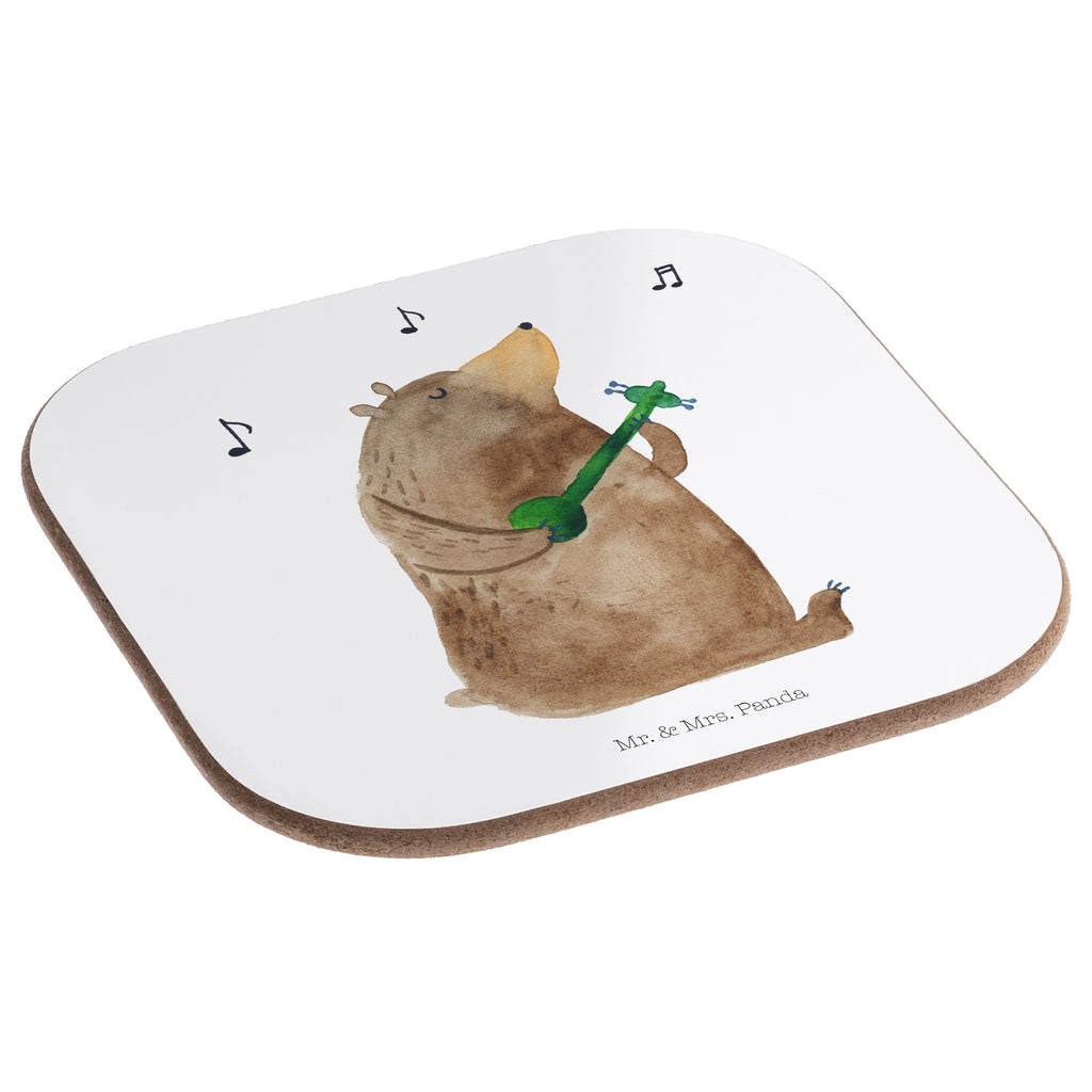 Quadratische Untersetzer Bär Lied Bierdeckel, Glasuntersetzer, Untersetzer Gläser, Getränkeuntersetzer, Bär, Teddy, Teddybär, Bärchen, Bear, Liebeslied, Lied, Song, Valentinstag, Valentine, Geschenk, Partner, Liebe, Freundin, Frau, Herz, Spruch