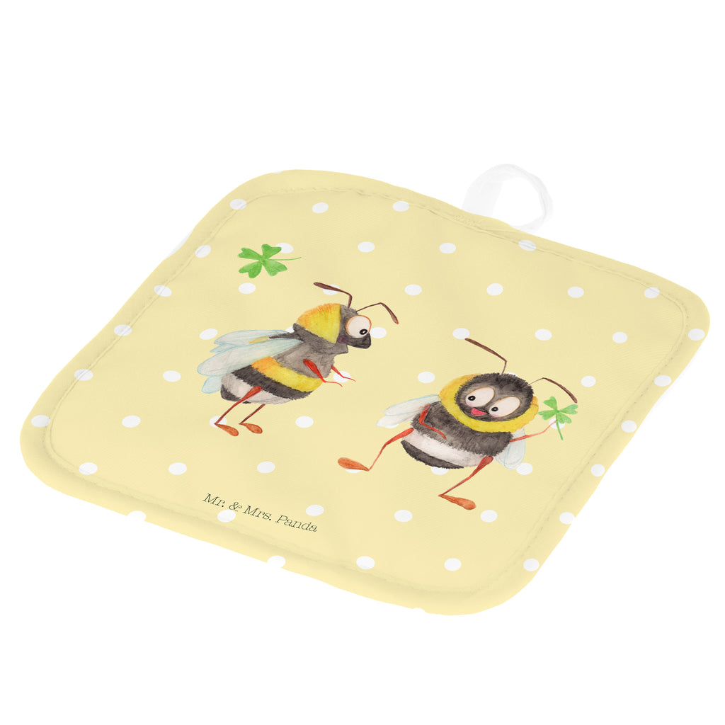 2er Set Topflappen  Hummeln mit Kleeblatt Topflappen, Topfuntersetzer, Ofenhandschuh, Topflappen Set, Topflappen lustig, Topflappen mit Spruch, Tiermotive, Gute Laune, lustige Sprüche, Tiere, Hummel, Biene, Spruch positiv, Biene Deko, Spruch schön, glücklich sein, glücklich werden, Spruch fröhlich