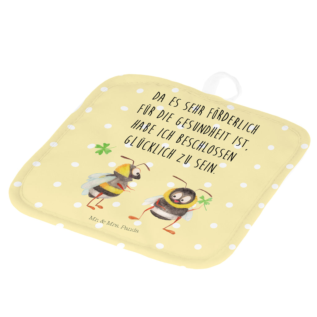 2er Set Topflappen  Hummeln mit Kleeblatt Topflappen, Topfuntersetzer, Ofenhandschuh, Topflappen Set, Topflappen lustig, Topflappen mit Spruch, Tiermotive, Gute Laune, lustige Sprüche, Tiere, Hummel, Biene, Spruch positiv, Biene Deko, Spruch schön, glücklich sein, glücklich werden, Spruch fröhlich