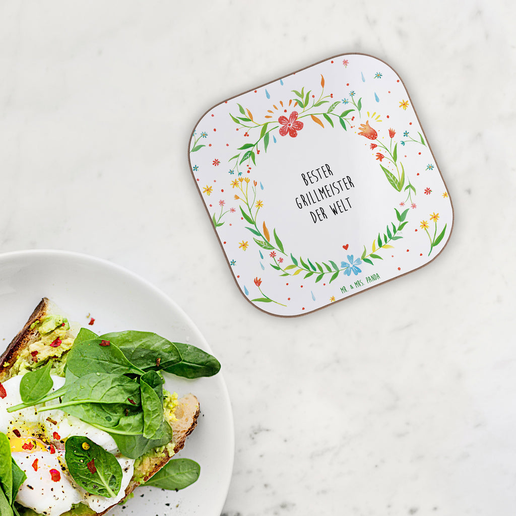 Quadratische Untersetzer Design Frame Barfuß Wiese Grillmeister Geschenk Bierdeckel, Glasuntersetzer, Untersetzer Gläser, Getränkeuntersetzer  Grillen, Grill, Grillmeister, Griller, Meister, Koch, Chefkoch, am Grill, Steak, Bratwurst 