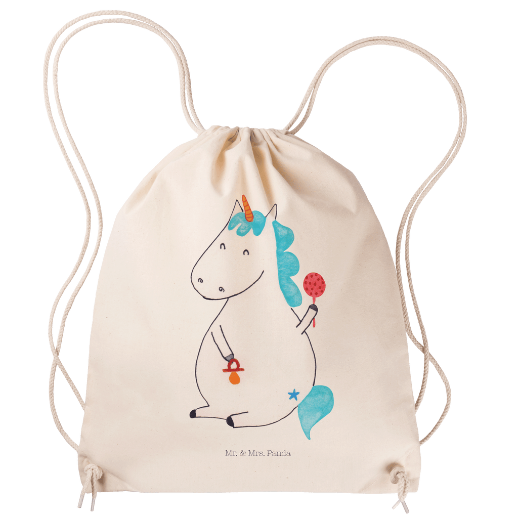 Sportbeutel Einhorn Baby Turnbeutel, Beutel, Sporttasche, Tasche, Stoffbeutel, Einhorn, Einhörner, Einhorn Deko, Pegasus, Unicorn, Mutter, Geburt, Geburtstag, erstes Kind, Baby, Babyglück, Nachwuchs, Eltern, Party, Kind, Schnuller