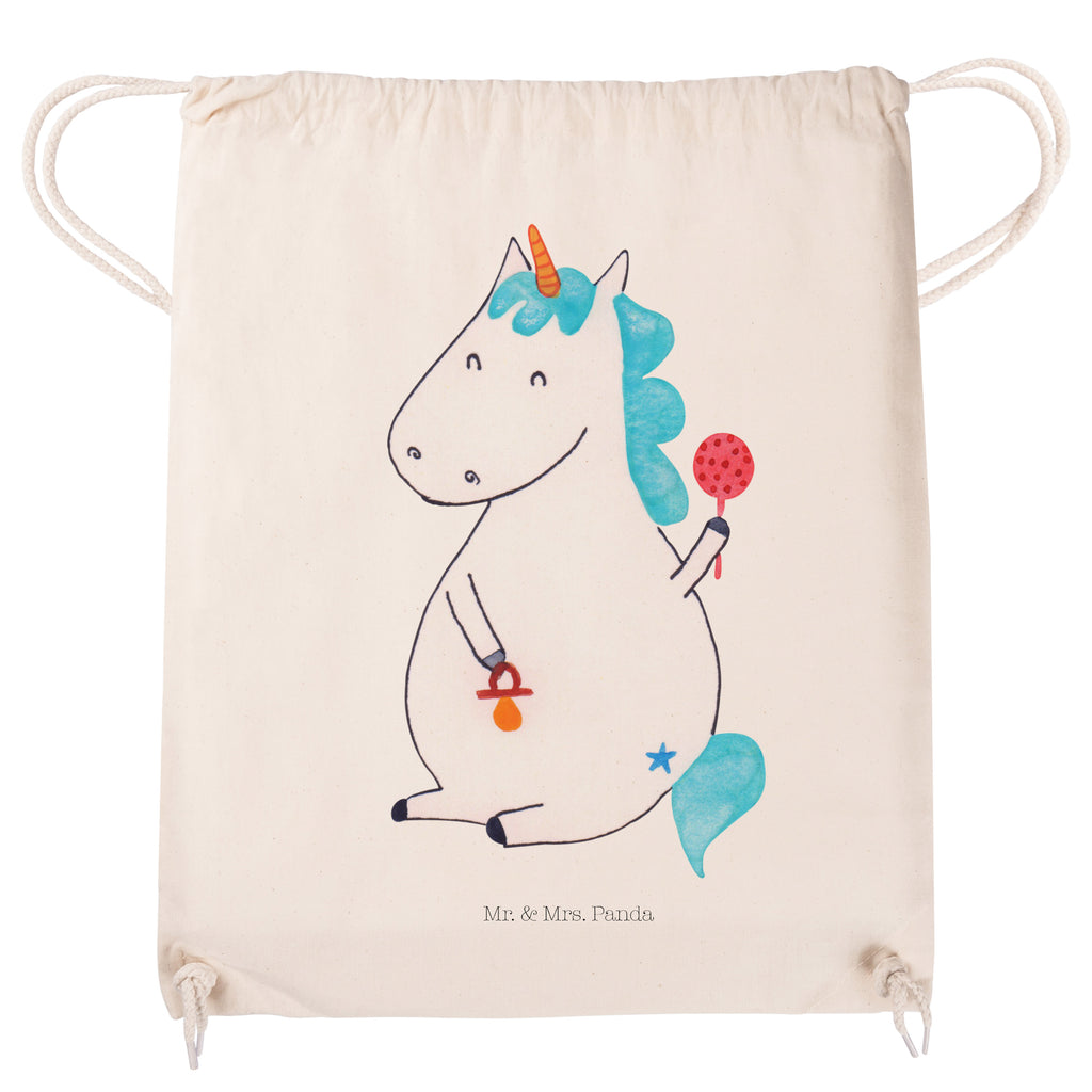 Sportbeutel Einhorn Baby Turnbeutel, Beutel, Sporttasche, Tasche, Stoffbeutel, Einhorn, Einhörner, Einhorn Deko, Pegasus, Unicorn, Mutter, Geburt, Geburtstag, erstes Kind, Baby, Babyglück, Nachwuchs, Eltern, Party, Kind, Schnuller