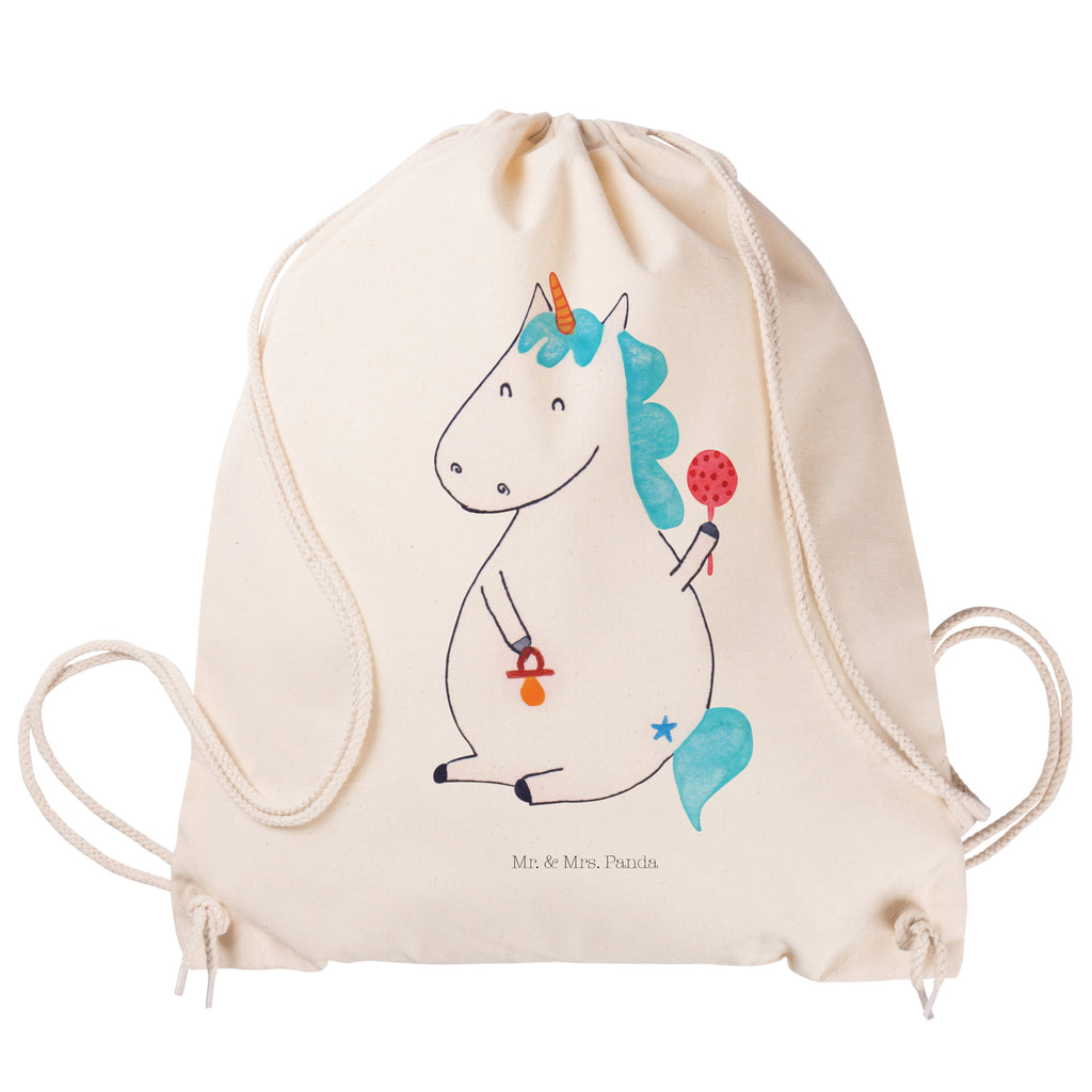 Sportbeutel Einhorn Baby Turnbeutel, Beutel, Sporttasche, Tasche, Stoffbeutel, Einhorn, Einhörner, Einhorn Deko, Pegasus, Unicorn, Mutter, Geburt, Geburtstag, erstes Kind, Baby, Babyglück, Nachwuchs, Eltern, Party, Kind, Schnuller
