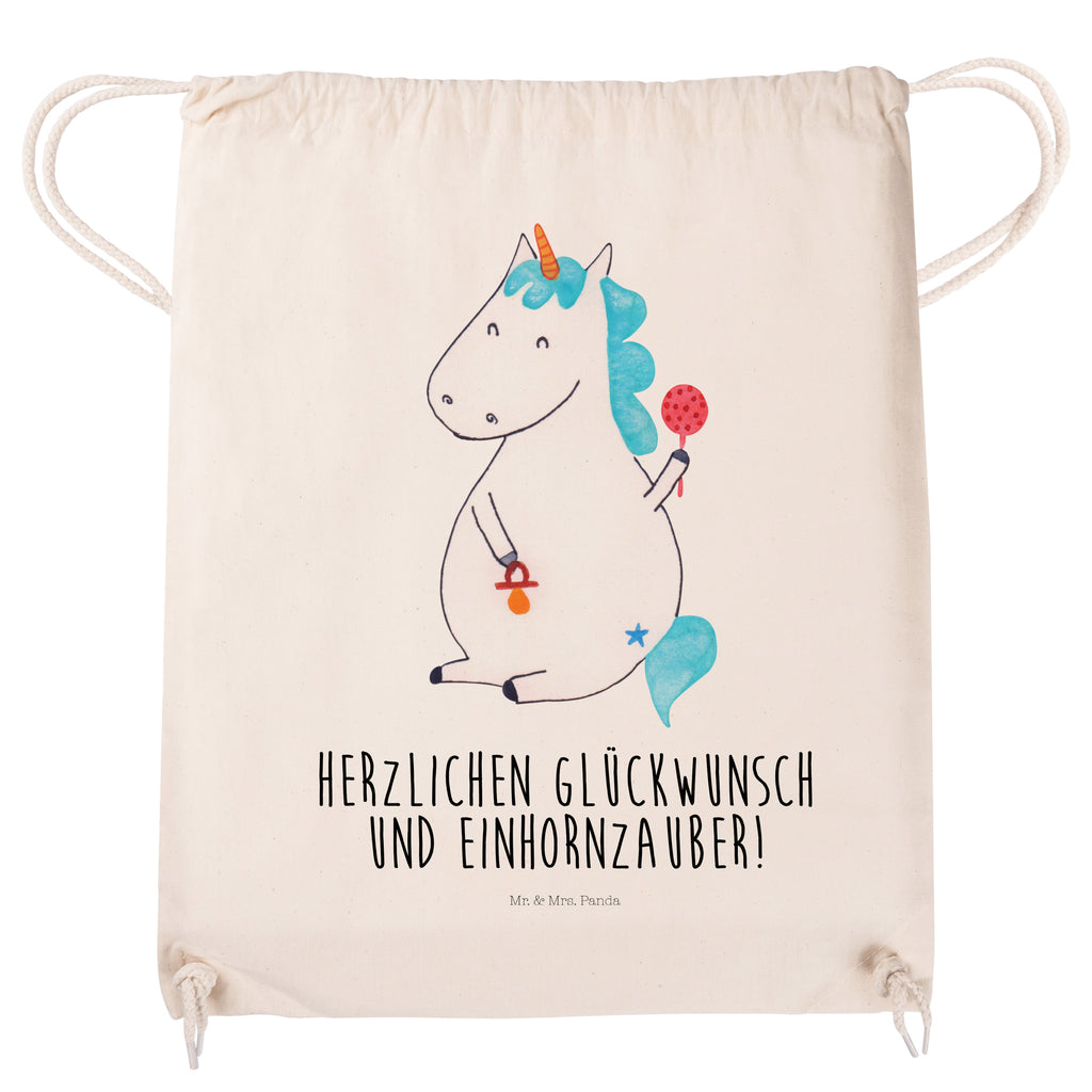 Sportbeutel Einhorn Baby Turnbeutel, Beutel, Sporttasche, Tasche, Stoffbeutel, Einhorn, Einhörner, Einhorn Deko, Pegasus, Unicorn, Mutter, Geburt, Geburtstag, erstes Kind, Baby, Babyglück, Nachwuchs, Eltern, Party, Kind, Schnuller