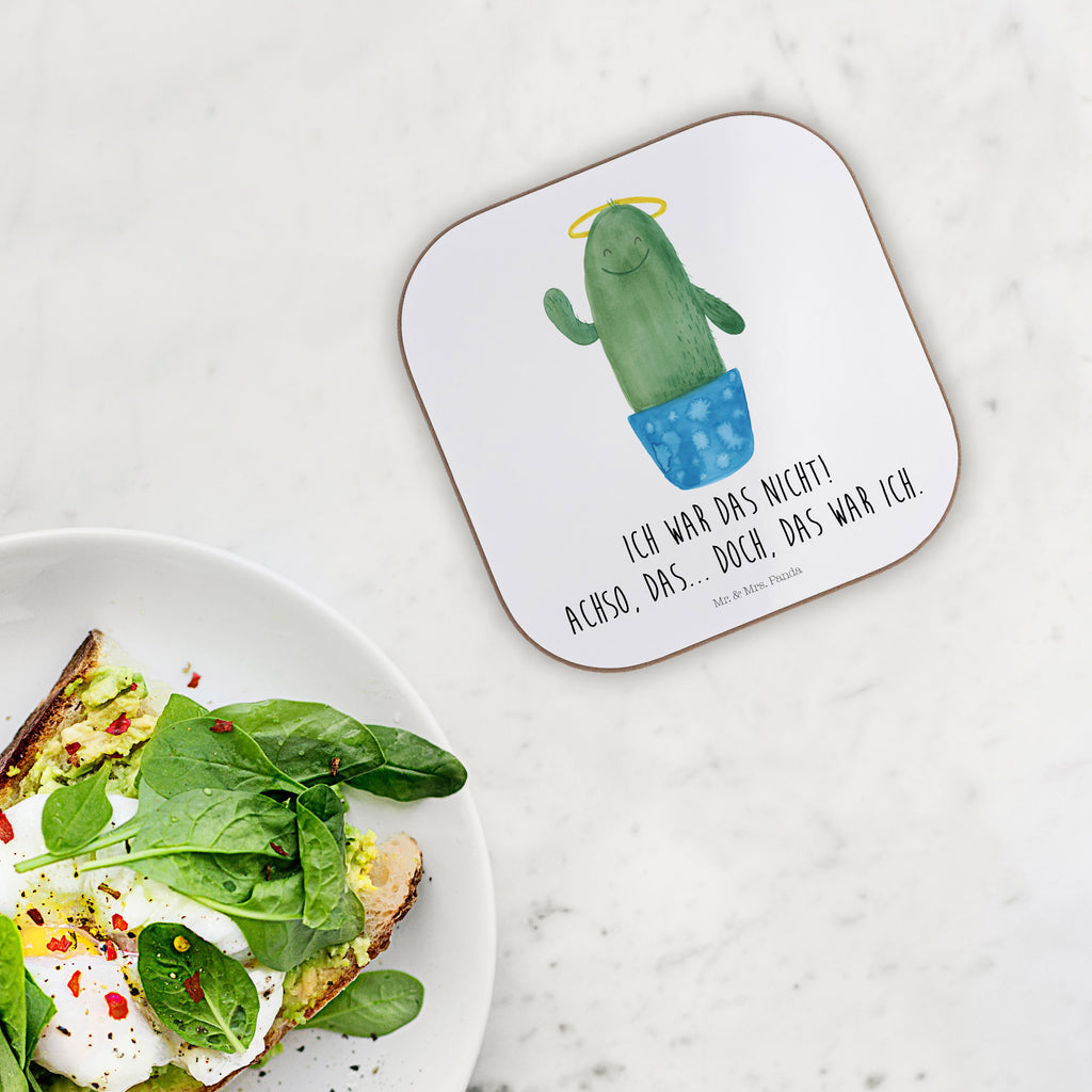 Quadratische Untersetzer Kaktus Heilig Bierdeckel, Glasuntersetzer, Untersetzer Gläser, Getränkeuntersetzer, Kaktus, Kakteen, frech, lustig, Kind, Eltern, Familie, Bruder, Schwester, Schwestern, Freundin, Heiligenschein