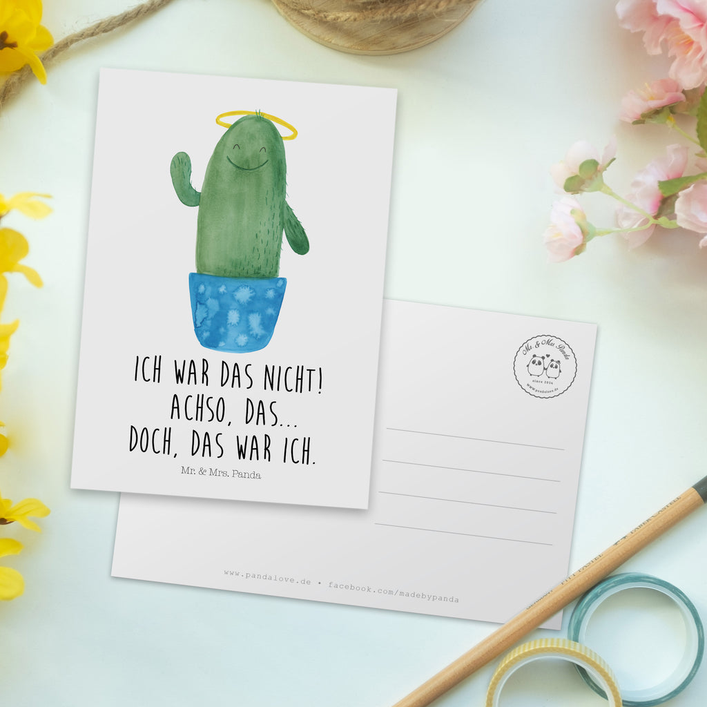 Postkarte Kaktus Heilig Geschenkkarte, Grußkarte, Karte, Einladung, Ansichtskarte, Geburtstagskarte, Einladungskarte, Dankeskarte, Kaktus, Kakteen, frech, lustig, Kind, Eltern, Familie, Bruder, Schwester, Schwestern, Freundin, Heiligenschein