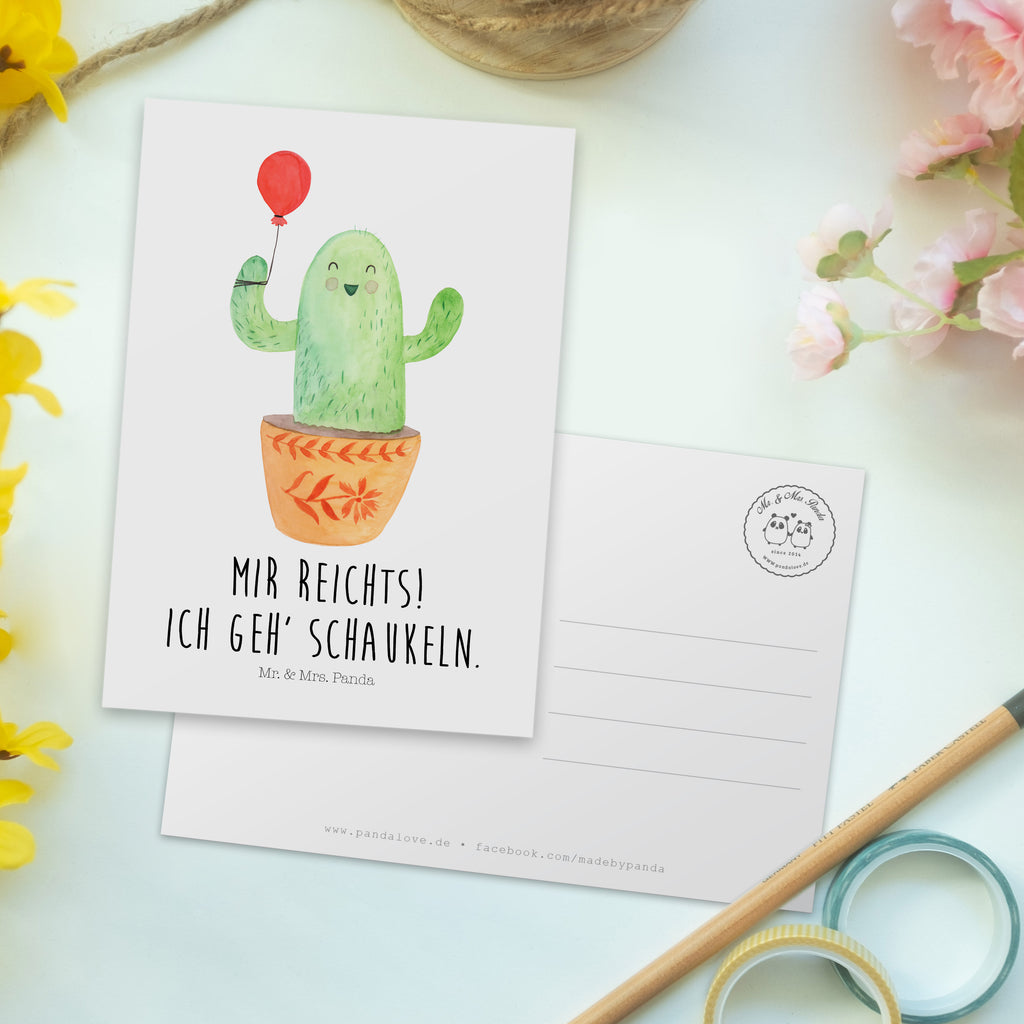 Postkarte Kaktus Luftballon Geschenkkarte, Grußkarte, Karte, Einladung, Ansichtskarte, Geburtstagskarte, Einladungskarte, Dankeskarte, Kaktus, Kakteen, Luftballon, Neustart, Freude, Büro, Stress, Büroalltag, Freundin, Freund, Ausbildung, Prüfung