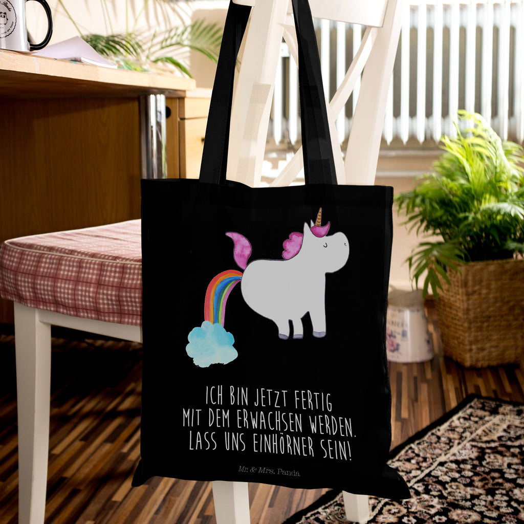 Tragetasche Einhorn Pupsend Beuteltasche, Beutel, Einkaufstasche, Jutebeutel, Stoffbeutel, Einhorn, Einhörner, Einhorn Deko, Pegasus, Unicorn, Pups, Regenbogen, Glitzer, Einhornpower, Erwachsenwerden, Spaß, lustig, Freundin