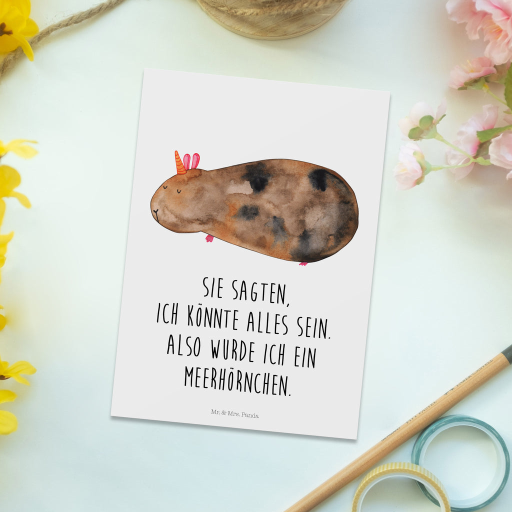 Postkarte Meerhörnchen Geschenkkarte, Grußkarte, Karte, Einladung, Ansichtskarte, Geburtstagskarte, Einladungskarte, Dankeskarte, Einhorn, Einhörner, Einhorn Deko, Pegasus, Unicorn, Meerhörnchen, Meericorn, Meerschwein, Meerschweinchen