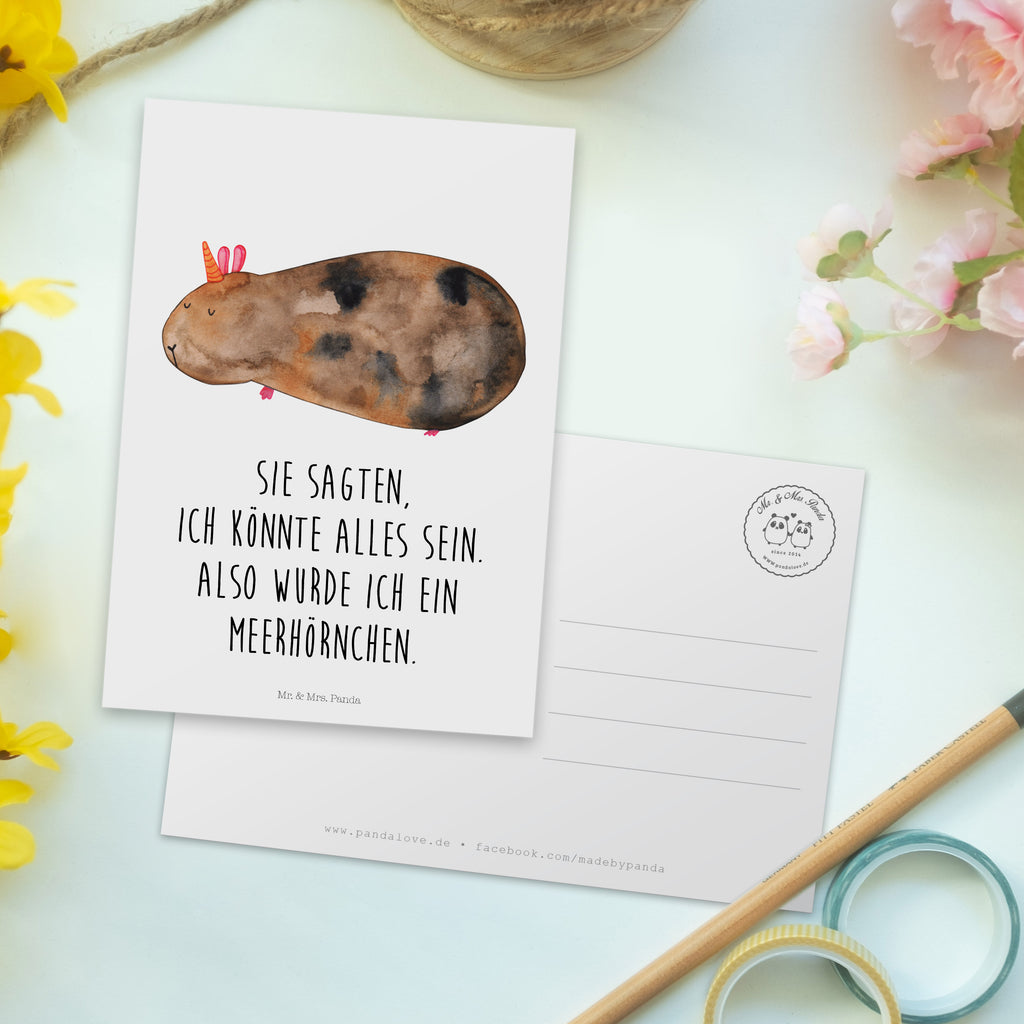 Postkarte Meerhörnchen Geschenkkarte, Grußkarte, Karte, Einladung, Ansichtskarte, Geburtstagskarte, Einladungskarte, Dankeskarte, Einhorn, Einhörner, Einhorn Deko, Pegasus, Unicorn, Meerhörnchen, Meericorn, Meerschwein, Meerschweinchen