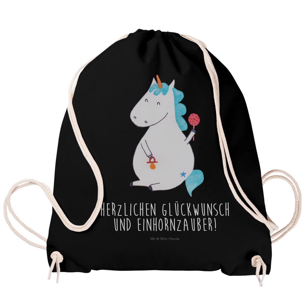 Sportbeutel Einhorn Baby Turnbeutel, Beutel, Sporttasche, Tasche, Stoffbeutel, Einhorn, Einhörner, Einhorn Deko, Pegasus, Unicorn, Mutter, Geburt, Geburtstag, erstes Kind, Baby, Babyglück, Nachwuchs, Eltern, Party, Kind, Schnuller