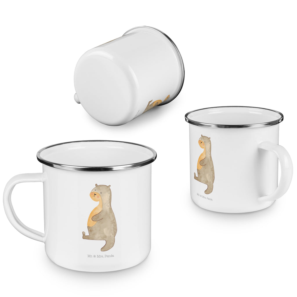Camping Emaille Tasse Otter Bauch Campingtasse, Trinkbecher, Metalltasse, Outdoor Tasse, Emaille Trinkbecher, Blechtasse Outdoor, Emaille Campingbecher, Edelstahl Trinkbecher, Metalltasse für Camping, Kaffee Blechtasse, Camping Tasse Metall, Otter, Fischotter, Seeotter, Otter Seeotter See Otter
