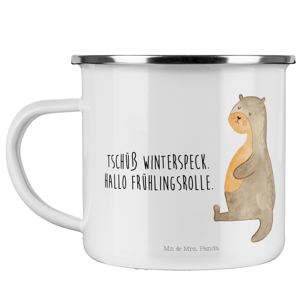 Camping Emaille Tasse Otter Bauch Campingtasse, Trinkbecher, Metalltasse, Outdoor Tasse, Emaille Trinkbecher, Blechtasse Outdoor, Emaille Campingbecher, Edelstahl Trinkbecher, Metalltasse für Camping, Kaffee Blechtasse, Camping Tasse Metall, Otter, Fischotter, Seeotter, Otter Seeotter See Otter