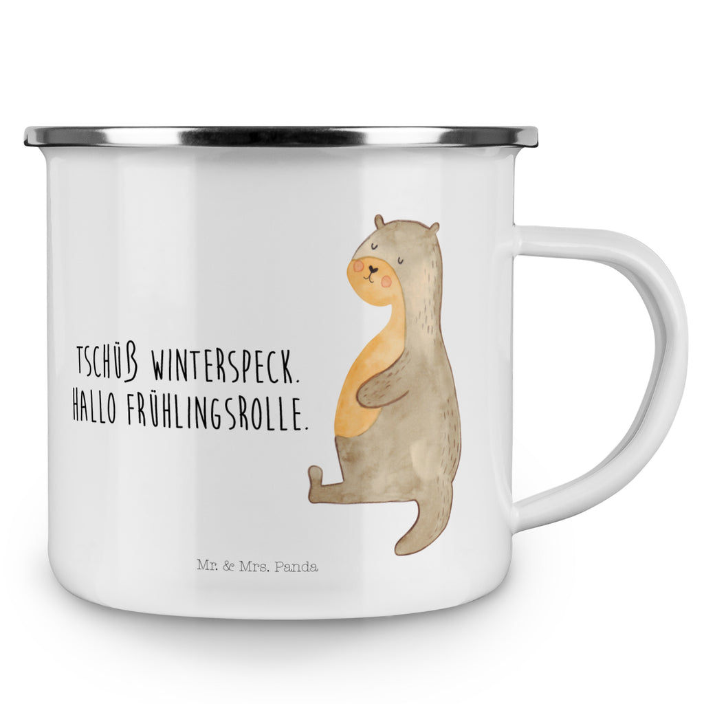 Camping Emaille Tasse Otter Bauch Campingtasse, Trinkbecher, Metalltasse, Outdoor Tasse, Emaille Trinkbecher, Blechtasse Outdoor, Emaille Campingbecher, Edelstahl Trinkbecher, Metalltasse für Camping, Kaffee Blechtasse, Camping Tasse Metall, Otter, Fischotter, Seeotter, Otter Seeotter See Otter