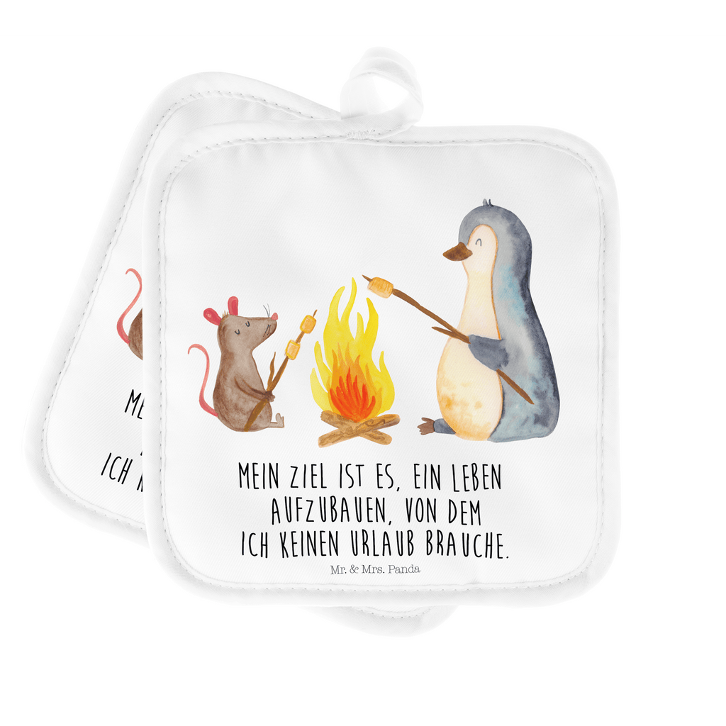 2er Set Topflappen  Pinguin Lagerfeuer Topflappen, Topfuntersetzer, Ofenhandschuh, Topflappen Set, Topflappen lustig, Topflappen mit Spruch, Pinguin, Maus, Pinguine, Lagerfeuer, Leben, Arbeit, Job, Motivation, Büro, Büroalltag, Lebensspruch, Lebensmotivation, Neustart, Liebe, grillen, Feuer, Marshmallows