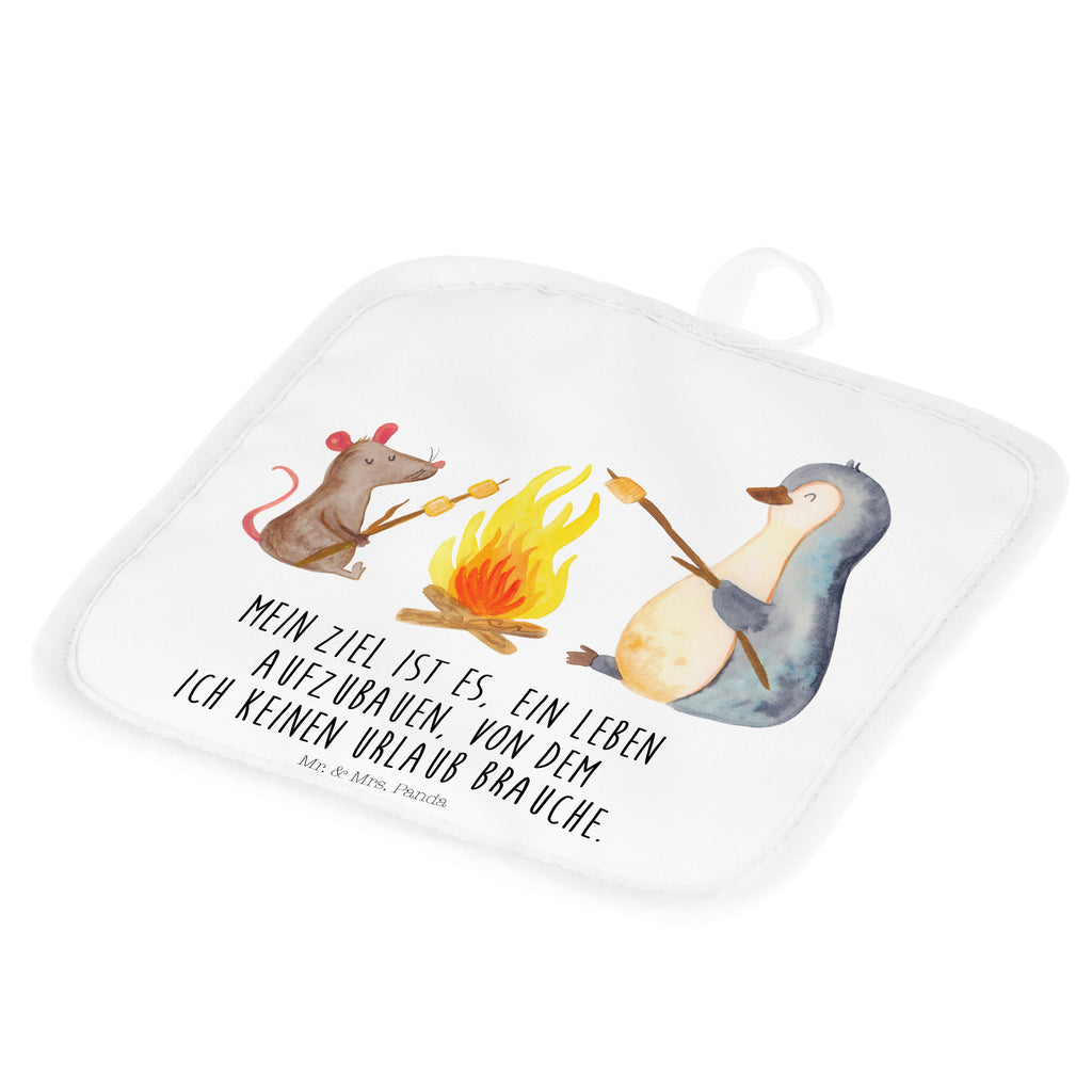 2er Set Topflappen  Pinguin Lagerfeuer Topflappen, Topfuntersetzer, Ofenhandschuh, Topflappen Set, Topflappen lustig, Topflappen mit Spruch, Pinguin, Maus, Pinguine, Lagerfeuer, Leben, Arbeit, Job, Motivation, Büro, Büroalltag, Lebensspruch, Lebensmotivation, Neustart, Liebe, grillen, Feuer, Marshmallows