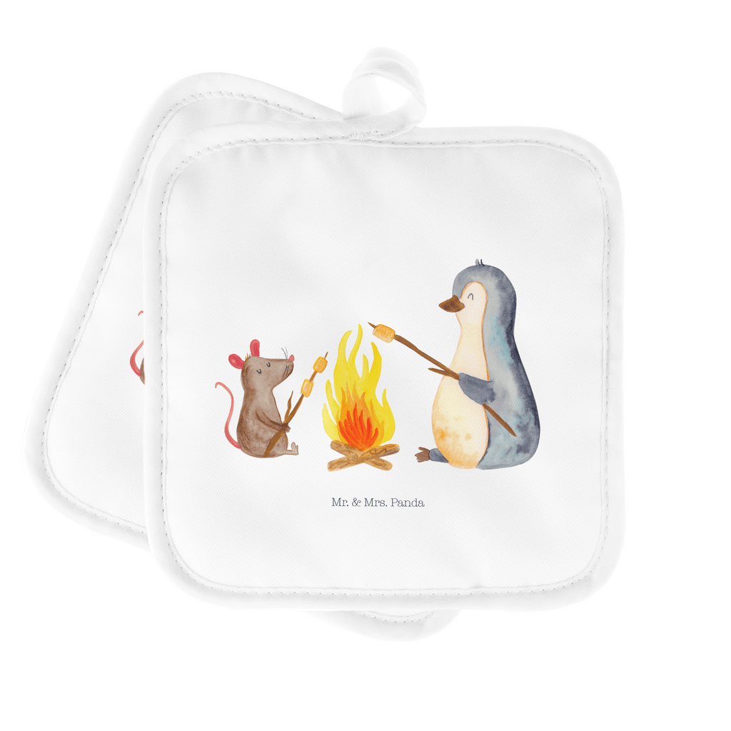 2er Set Topflappen  Pinguin Lagerfeuer Topflappen, Topfuntersetzer, Ofenhandschuh, Topflappen Set, Topflappen lustig, Topflappen mit Spruch, Pinguin, Maus, Pinguine, Lagerfeuer, Leben, Arbeit, Job, Motivation, Büro, Büroalltag, Lebensspruch, Lebensmotivation, Neustart, Liebe, grillen, Feuer, Marshmallows