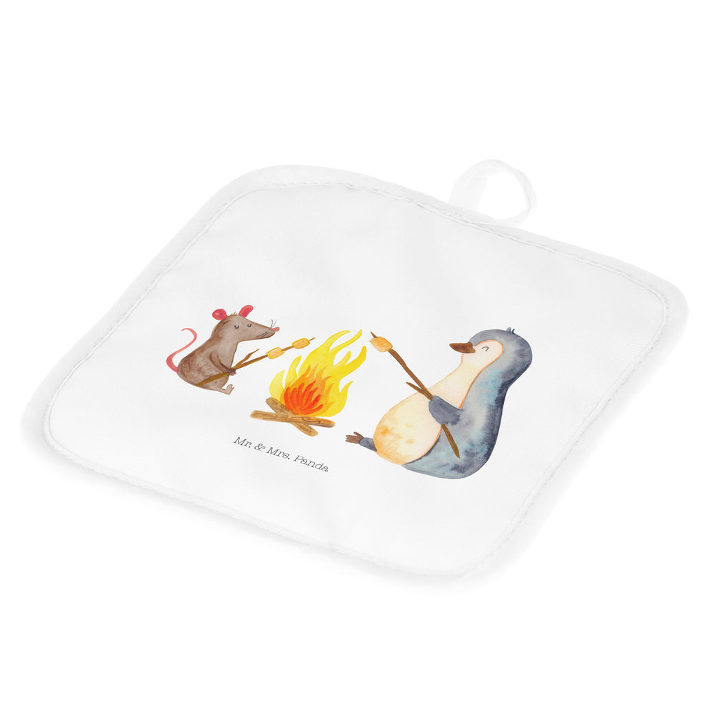 2er Set Topflappen  Pinguin Lagerfeuer Topflappen, Topfuntersetzer, Ofenhandschuh, Topflappen Set, Topflappen lustig, Topflappen mit Spruch, Pinguin, Maus, Pinguine, Lagerfeuer, Leben, Arbeit, Job, Motivation, Büro, Büroalltag, Lebensspruch, Lebensmotivation, Neustart, Liebe, grillen, Feuer, Marshmallows