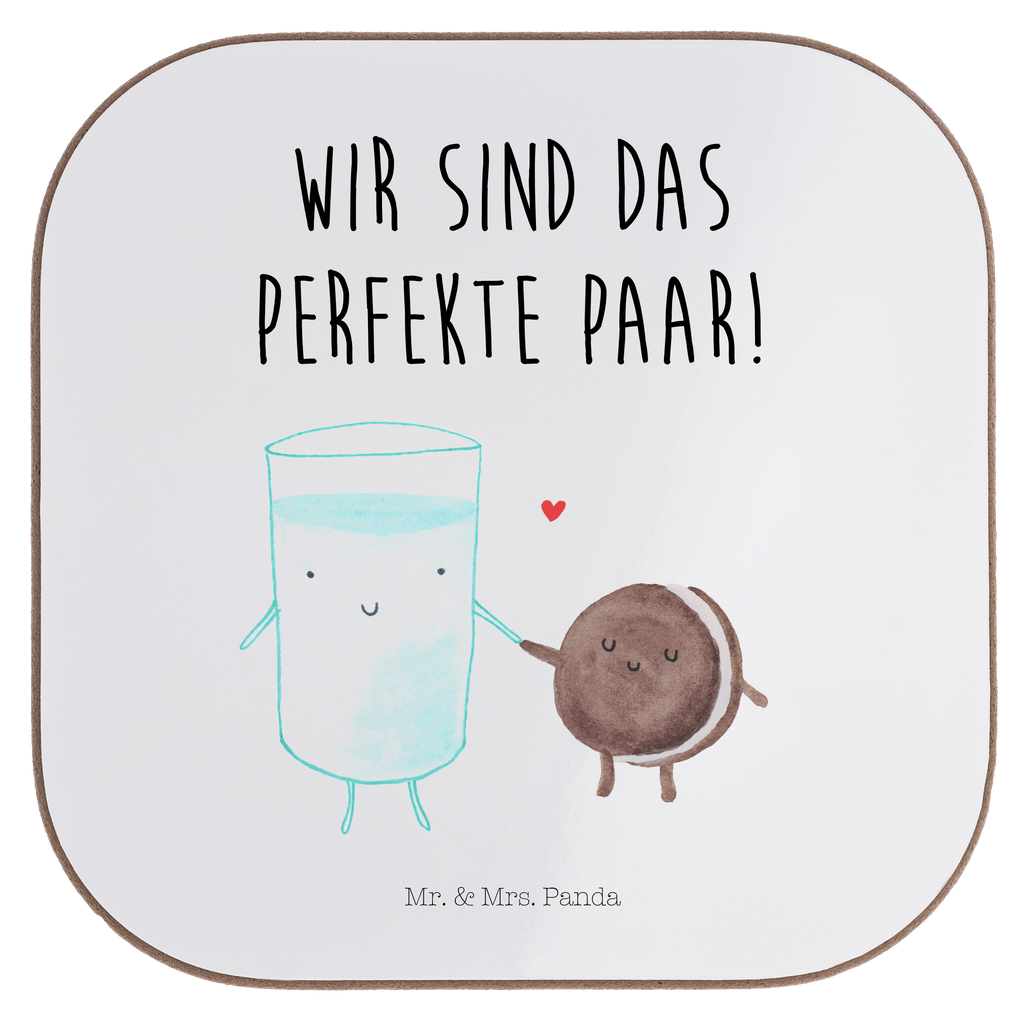 Quadratische Untersetzer Milch & Keks Bierdeckel, Glasuntersetzer, Untersetzer Gläser, Getränkeuntersetzer, Tiermotive, Gute Laune, lustige Sprüche, Tiere, Milk, Cookie, Milch, Keks, Kekse, Kaffee, Einladung Frühstück, Motiv süß, romantisch, perfektes Paar