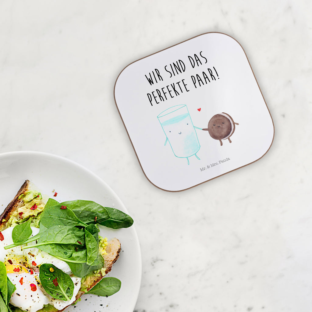 Quadratische Untersetzer Milch & Keks Bierdeckel, Glasuntersetzer, Untersetzer Gläser, Getränkeuntersetzer, Tiermotive, Gute Laune, lustige Sprüche, Tiere, Milk, Cookie, Milch, Keks, Kekse, Kaffee, Einladung Frühstück, Motiv süß, romantisch, perfektes Paar