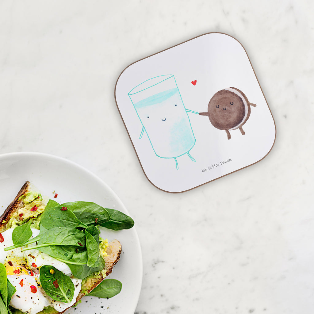 Quadratische Untersetzer Milch & Keks Bierdeckel, Glasuntersetzer, Untersetzer Gläser, Getränkeuntersetzer, Tiermotive, Gute Laune, lustige Sprüche, Tiere, Milk, Cookie, Milch, Keks, Kekse, Kaffee, Einladung Frühstück, Motiv süß, romantisch, perfektes Paar