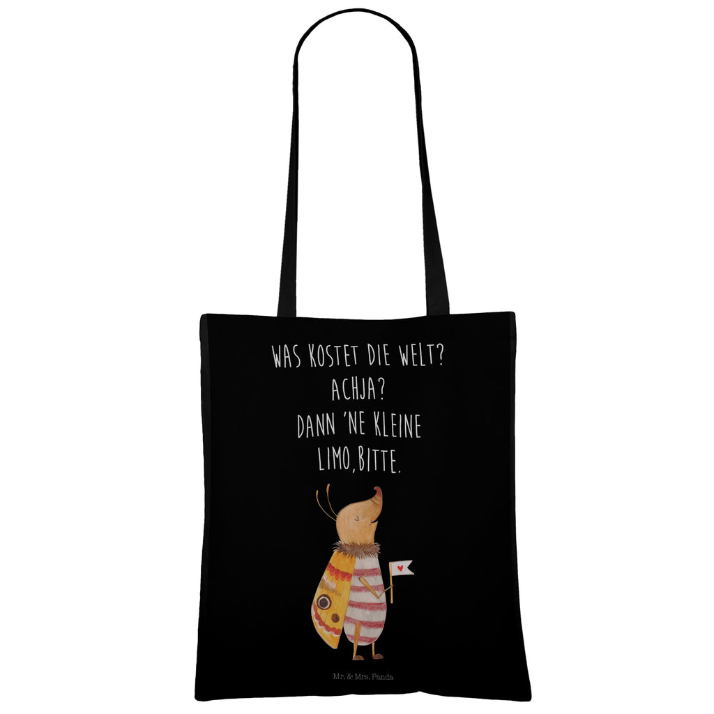 Tragetasche Nachtfalter mit Fähnchen Beuteltasche, Beutel, Einkaufstasche, Jutebeutel, Stoffbeutel, Tiermotive, Gute Laune, lustige Sprüche, Tiere, Nachtfalter, Käfer, Spruch lustig, Spruch witzig, süß, niedlich, Küche Deko, Was kostet die Welt