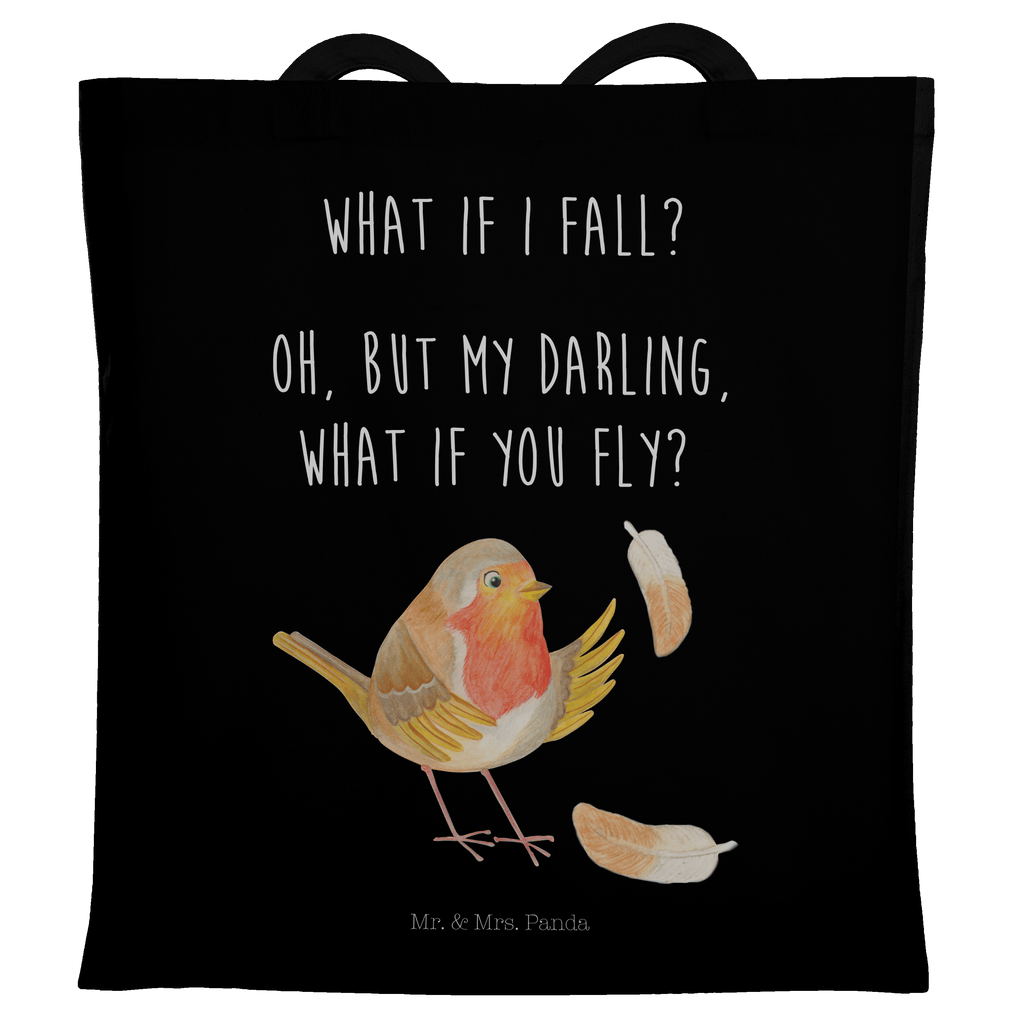 Tragetasche Rotkehlchen mit Federn Beuteltasche, Beutel, Einkaufstasche, Jutebeutel, Stoffbeutel, Tiermotive, Gute Laune, lustige Sprüche, Tiere, What if i fall, Rotkehlchen, Spruch Motivation, Spruch Mut, Vogel, Motivation Sprüche, Motivationsbilder, fliegen