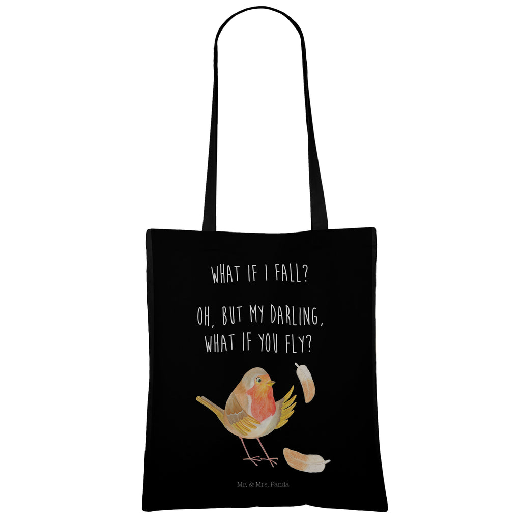 Tragetasche Rotkehlchen mit Federn Beuteltasche, Beutel, Einkaufstasche, Jutebeutel, Stoffbeutel, Tiermotive, Gute Laune, lustige Sprüche, Tiere, What if i fall, Rotkehlchen, Spruch Motivation, Spruch Mut, Vogel, Motivation Sprüche, Motivationsbilder, fliegen