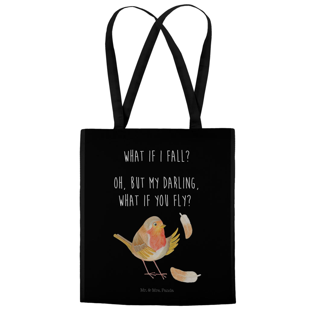 Tragetasche Rotkehlchen mit Federn Beuteltasche, Beutel, Einkaufstasche, Jutebeutel, Stoffbeutel, Tiermotive, Gute Laune, lustige Sprüche, Tiere, What if i fall, Rotkehlchen, Spruch Motivation, Spruch Mut, Vogel, Motivation Sprüche, Motivationsbilder, fliegen