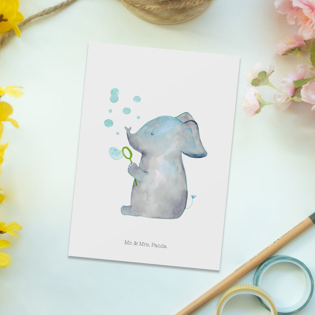 Postkarte Elefant Seifenblasen Geschenkkarte, Grußkarte, Karte, Einladung, Ansichtskarte, Geburtstagskarte, Einladungskarte, Dankeskarte, Tiermotive, Gute Laune, lustige Sprüche, Tiere, Elefant, Elefanten, Dickhäter, Rüsseltier, Seifenblasen, Liebe, Heimat, Gefühl. Daheim, Liebesbeweis, Liebesspruch