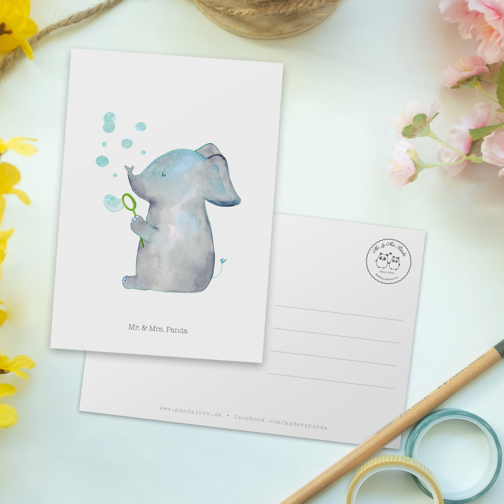 Postkarte Elefant Seifenblasen Geschenkkarte, Grußkarte, Karte, Einladung, Ansichtskarte, Geburtstagskarte, Einladungskarte, Dankeskarte, Tiermotive, Gute Laune, lustige Sprüche, Tiere, Elefant, Elefanten, Dickhäter, Rüsseltier, Seifenblasen, Liebe, Heimat, Gefühl. Daheim, Liebesbeweis, Liebesspruch