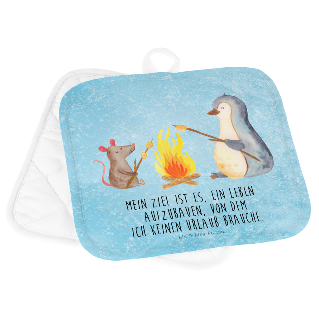 2er Set Topflappen  Pinguin Lagerfeuer Topflappen, Topfuntersetzer, Ofenhandschuh, Topflappen Set, Topflappen lustig, Topflappen mit Spruch, Pinguin, Maus, Pinguine, Lagerfeuer, Leben, Arbeit, Job, Motivation, Büro, Büroalltag, Lebensspruch, Lebensmotivation, Neustart, Liebe, grillen, Feuer, Marshmallows