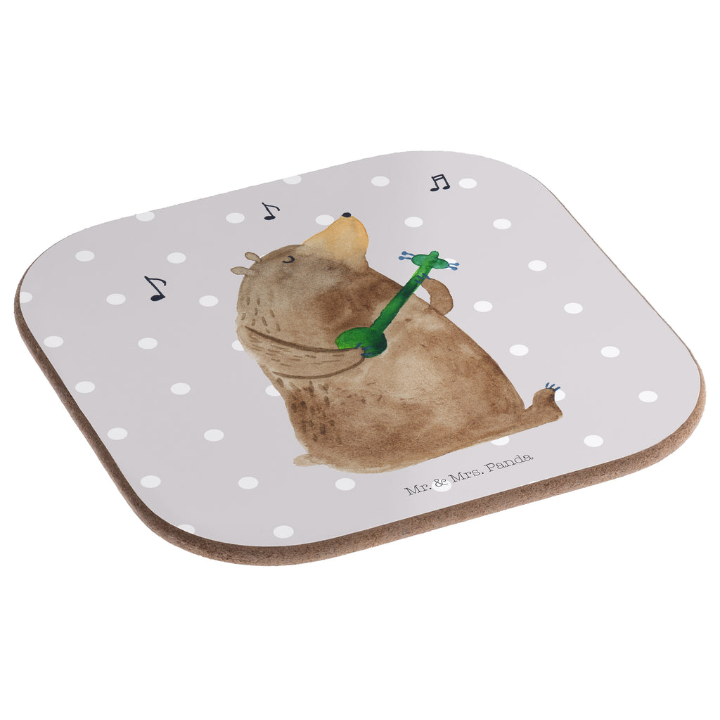 Quadratische Untersetzer Bär Lied Bierdeckel, Glasuntersetzer, Untersetzer Gläser, Getränkeuntersetzer, Bär, Teddy, Teddybär, Bärchen, Bear, Liebeslied, Lied, Song, Valentinstag, Valentine, Geschenk, Partner, Liebe, Freundin, Frau, Herz, Spruch