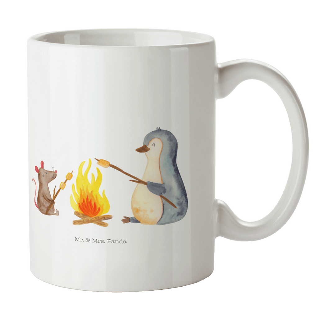 Tasse Pinguin Lagerfeuer Pinguin, Maus, Pinguine, Lagerfeuer, Leben, Arbeit, Job, Motivation, Büro, Büroalltag, Lebensspruch, Lebensmotivation, Neustart, Liebe, grillen, Feuer, Marshmallows Becher, Kaffeetasse, Kaffeebecher, Tee, Frühstück, Büro  Pinguin