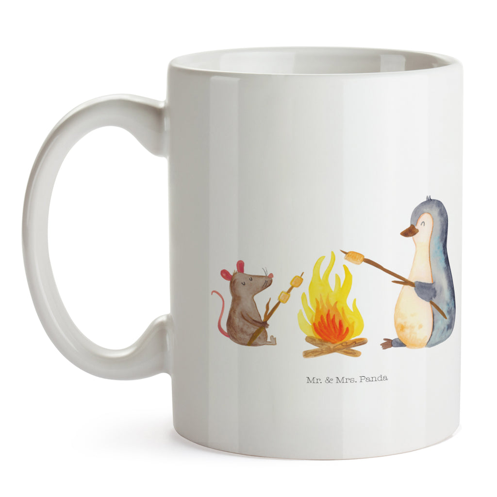 Tasse Pinguin Lagerfeuer Pinguin, Maus, Pinguine, Lagerfeuer, Leben, Arbeit, Job, Motivation, Büro, Büroalltag, Lebensspruch, Lebensmotivation, Neustart, Liebe, grillen, Feuer, Marshmallows Becher, Kaffeetasse, Kaffeebecher, Tee, Frühstück, Büro  Pinguin