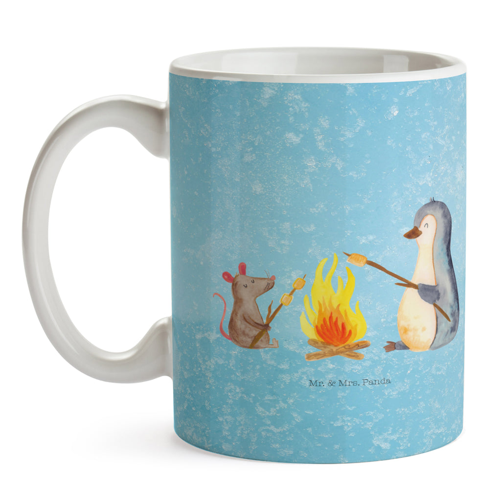 Tasse Pinguin Lagerfeuer Pinguin, Maus, Pinguine, Lagerfeuer, Leben, Arbeit, Job, Motivation, Büro, Büroalltag, Lebensspruch, Lebensmotivation, Neustart, Liebe, grillen, Feuer, Marshmallows Becher, Kaffeetasse, Kaffeebecher, Tee, Frühstück, Büro  Pinguin