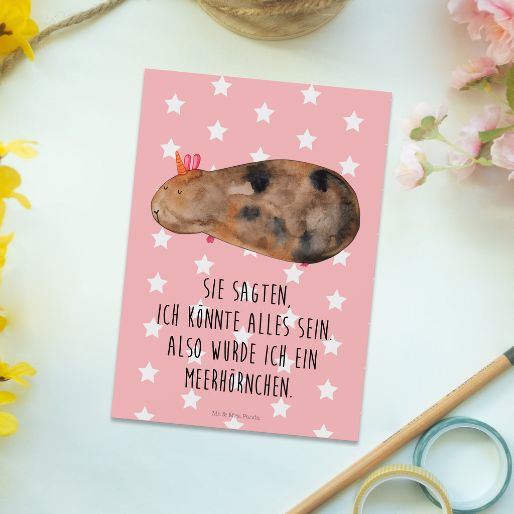 Postkarte Meerhörnchen Geschenkkarte, Grußkarte, Karte, Einladung, Ansichtskarte, Geburtstagskarte, Einladungskarte, Dankeskarte, Einhorn, Einhörner, Einhorn Deko, Pegasus, Unicorn, Meerhörnchen, Meericorn, Meerschwein, Meerschweinchen
