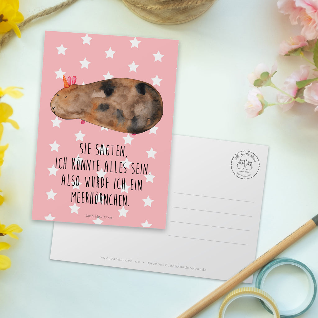 Postkarte Meerhörnchen Geschenkkarte, Grußkarte, Karte, Einladung, Ansichtskarte, Geburtstagskarte, Einladungskarte, Dankeskarte, Einhorn, Einhörner, Einhorn Deko, Pegasus, Unicorn, Meerhörnchen, Meericorn, Meerschwein, Meerschweinchen