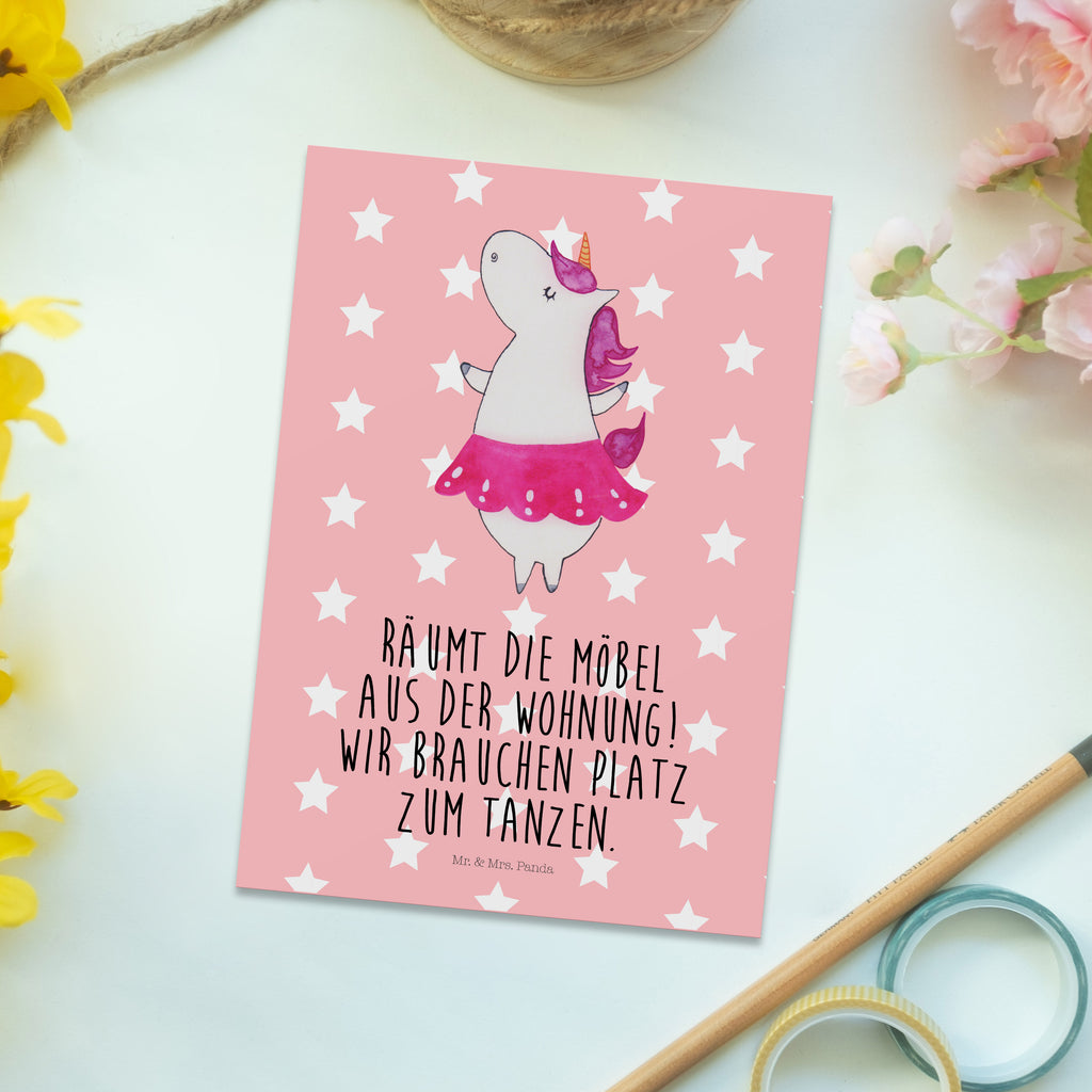 Postkarte Einhorn Ballerina Geschenkkarte, Grußkarte, Karte, Einladung, Ansichtskarte, Geburtstagskarte, Einladungskarte, Dankeskarte, Einhorn, Einhörner, Einhorn Deko, Pegasus, Unicorn, Tanzen, Ballerina, Party, Wohnung, Spaß, Feiern, Geburtstag, Tänzerin, Lebenslust, Lebensfreude