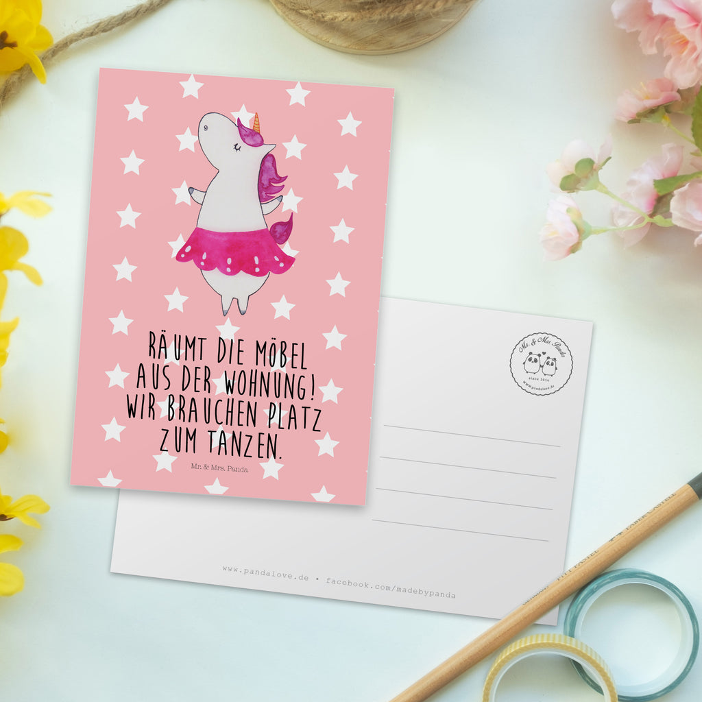 Postkarte Einhorn Ballerina Geschenkkarte, Grußkarte, Karte, Einladung, Ansichtskarte, Geburtstagskarte, Einladungskarte, Dankeskarte, Einhorn, Einhörner, Einhorn Deko, Pegasus, Unicorn, Tanzen, Ballerina, Party, Wohnung, Spaß, Feiern, Geburtstag, Tänzerin, Lebenslust, Lebensfreude