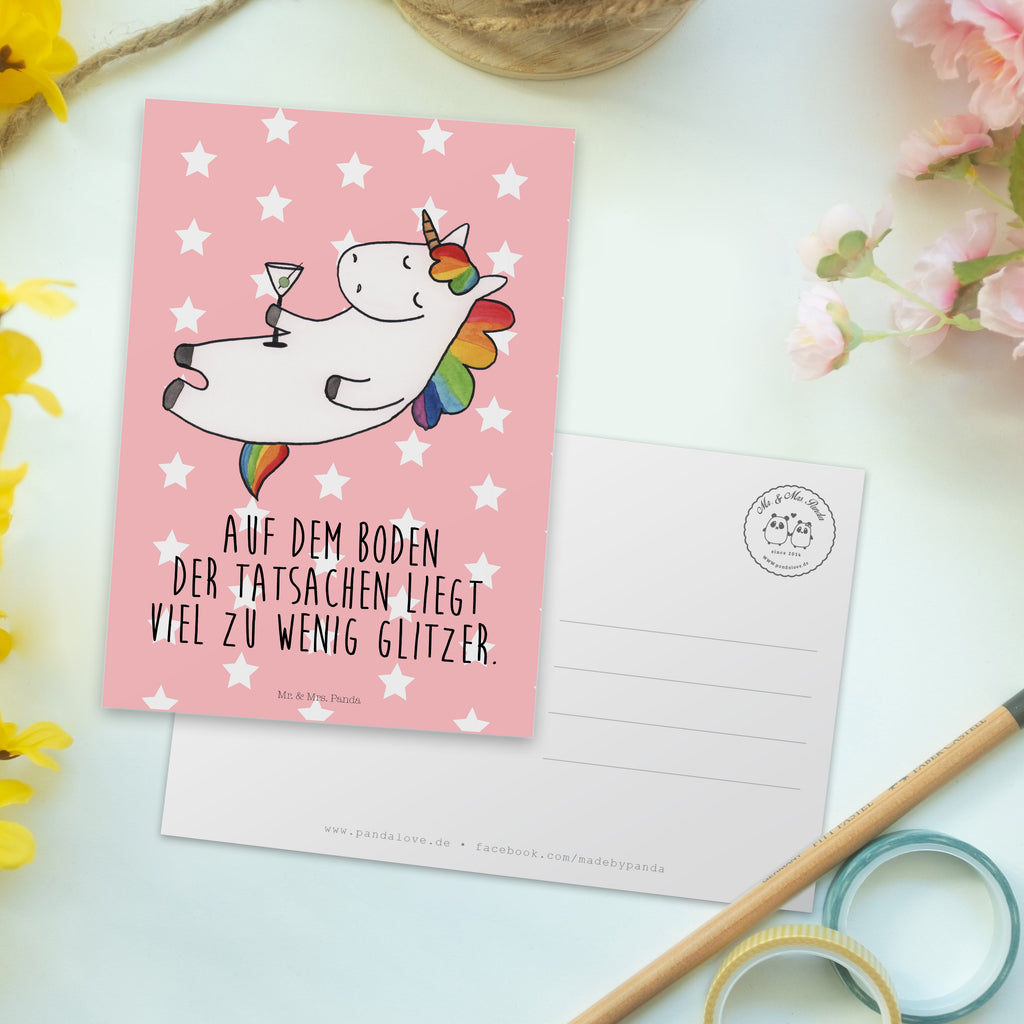 Postkarte Einhorn Cocktail Geschenkkarte, Grußkarte, Karte, Einladung, Ansichtskarte, Geburtstagskarte, Einladungskarte, Dankeskarte, Einhorn, Einhörner, Einhorn Deko, Pegasus, Unicorn, Party, Spaß, Feiern, Caipirinha, Rum, Cuba Libre, Sekt, Freundin, Geburtstag, lustig, witzig, Spruch, Glitzer