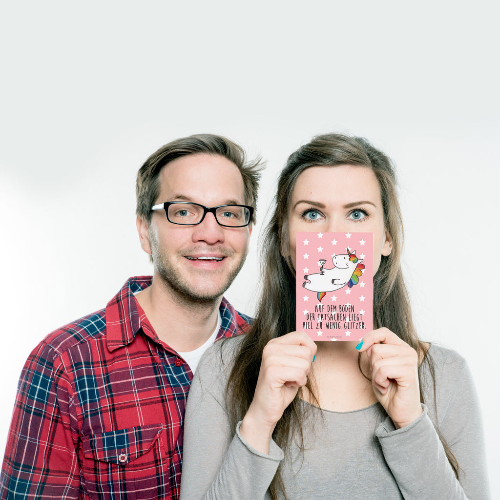 Postkarte Einhorn Cocktail Geschenkkarte, Grußkarte, Karte, Einladung, Ansichtskarte, Geburtstagskarte, Einladungskarte, Dankeskarte, Einhorn, Einhörner, Einhorn Deko, Pegasus, Unicorn, Party, Spaß, Feiern, Caipirinha, Rum, Cuba Libre, Sekt, Freundin, Geburtstag, lustig, witzig, Spruch, Glitzer