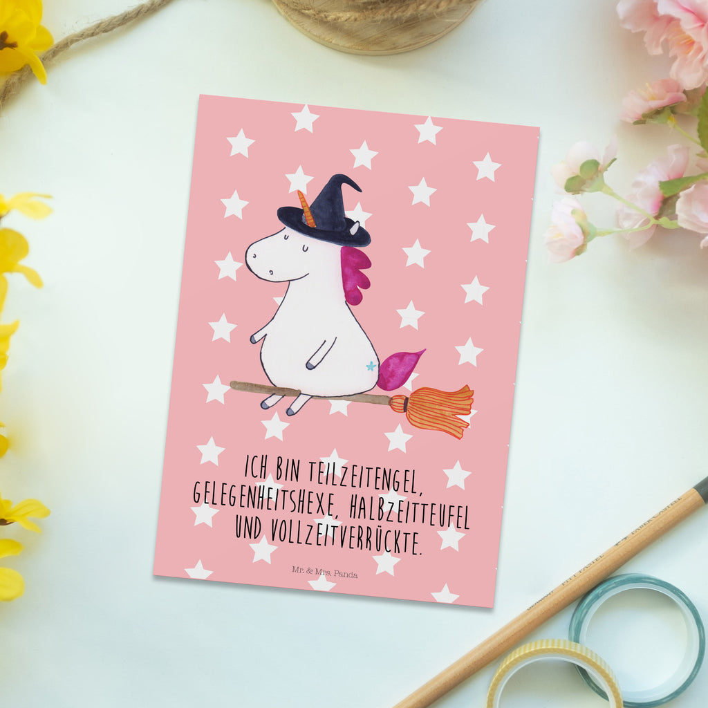 Postkarte Einhorn Hexe Geschenkkarte, Grußkarte, Karte, Einladung, Ansichtskarte, Geburtstagskarte, Einladungskarte, Dankeskarte, Einhorn, Einhörner, Einhorn Deko, Pegasus, Unicorn, Frau, Ehefrau, Hexe, Teufel, Engel, Verrückte, Freundin, Leben, Zicke