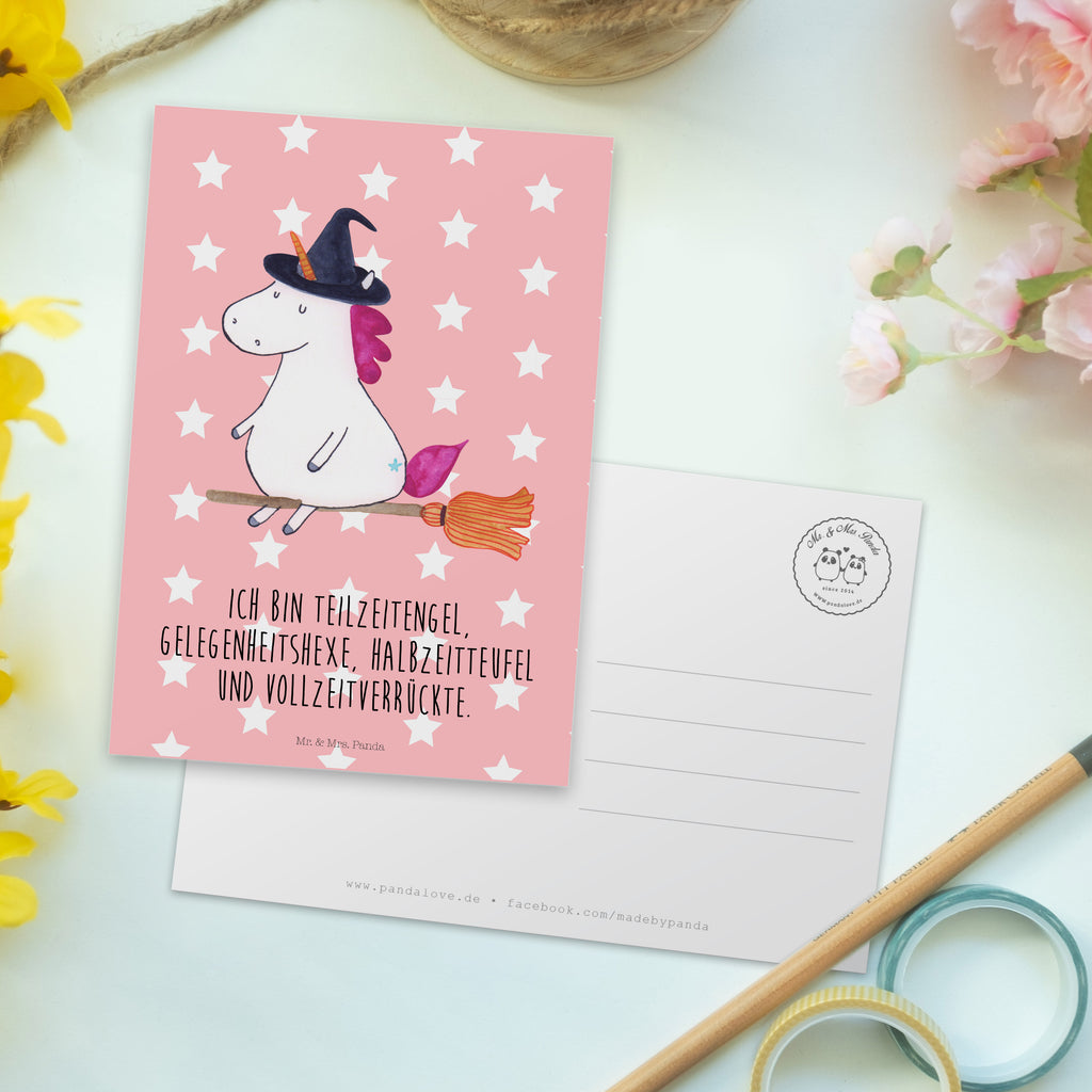 Postkarte Einhorn Hexe Geschenkkarte, Grußkarte, Karte, Einladung, Ansichtskarte, Geburtstagskarte, Einladungskarte, Dankeskarte, Einhorn, Einhörner, Einhorn Deko, Pegasus, Unicorn, Frau, Ehefrau, Hexe, Teufel, Engel, Verrückte, Freundin, Leben, Zicke