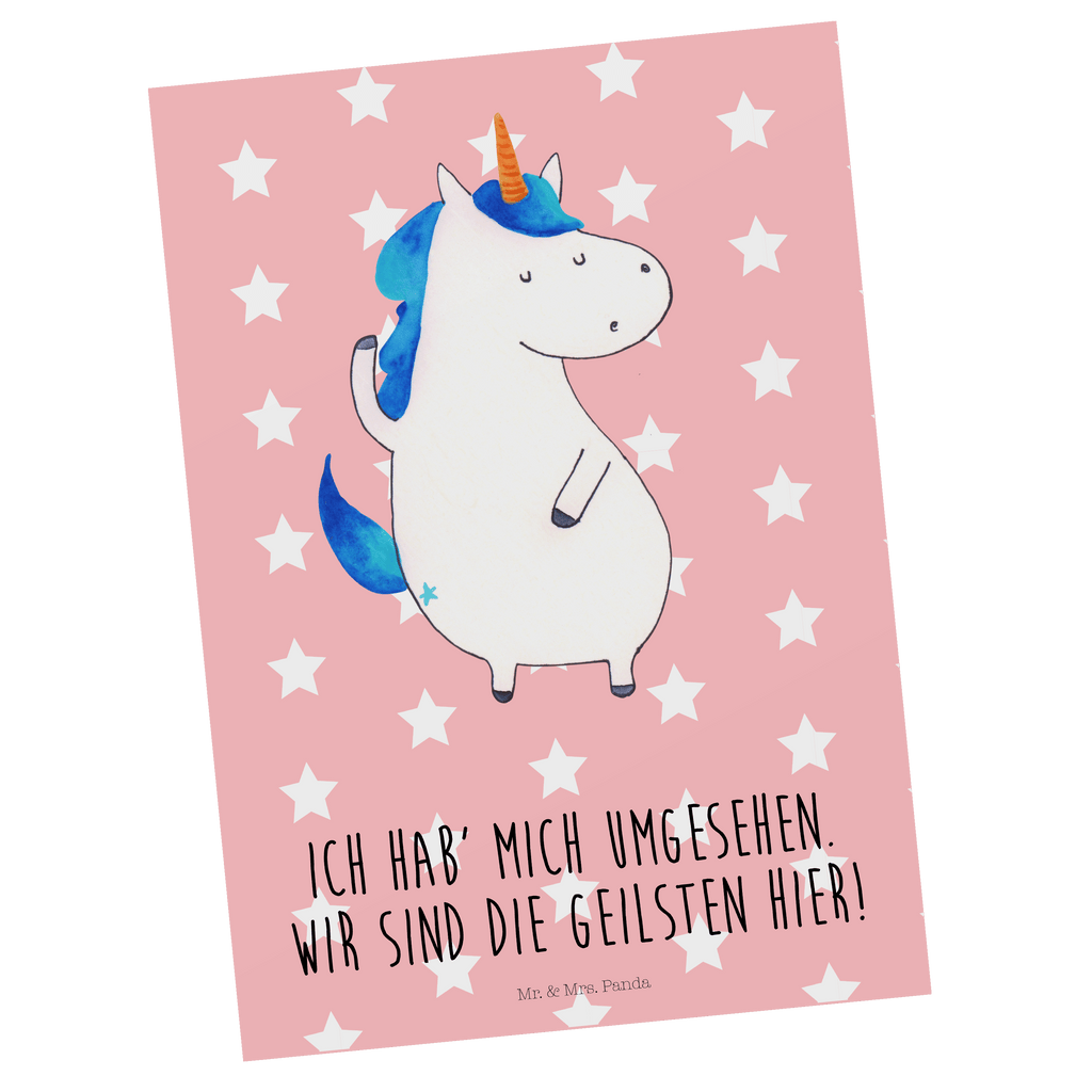 Postkarte Einhorn Mann Geschenkkarte, Grußkarte, Karte, Einladung, Ansichtskarte, Geburtstagskarte, Einladungskarte, Dankeskarte, Einhorn, Einhörner, Einhorn Deko, Pegasus, Unicorn, cool, Mann, Freundin, Familie, bester Freund, BFF, Party, hübsch, beste