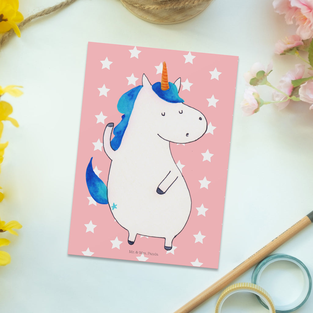 Postkarte Einhorn Mann Geschenkkarte, Grußkarte, Karte, Einladung, Ansichtskarte, Geburtstagskarte, Einladungskarte, Dankeskarte, Einhorn, Einhörner, Einhorn Deko, Pegasus, Unicorn, cool, Mann, Freundin, Familie, bester Freund, BFF, Party, hübsch, beste