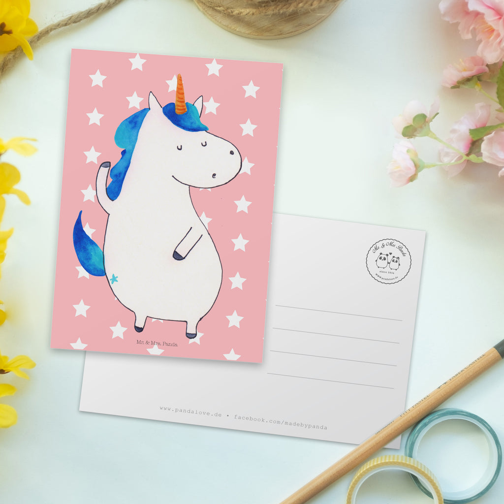 Postkarte Einhorn Mann Geschenkkarte, Grußkarte, Karte, Einladung, Ansichtskarte, Geburtstagskarte, Einladungskarte, Dankeskarte, Einhorn, Einhörner, Einhorn Deko, Pegasus, Unicorn, cool, Mann, Freundin, Familie, bester Freund, BFF, Party, hübsch, beste