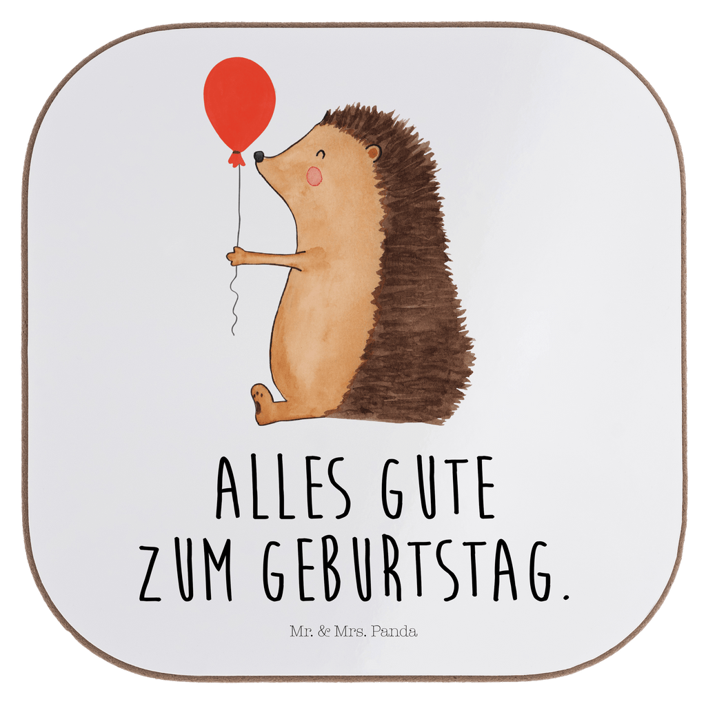 Quadratische Untersetzer Igel mit Luftballon Bierdeckel, Glasuntersetzer, Untersetzer Gläser, Getränkeuntersetzer, Tiermotive, Gute Laune, lustige Sprüche, Tiere, Igel, Geburtstag, Herzlichen Glückwunsch, Glückwunsch, Geburtstagskind, Ballon, Happy Birthday